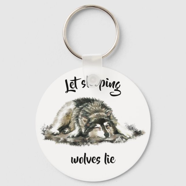 Let Sleeping Wolves Lie Inspirational Quote Key Ring (Front)