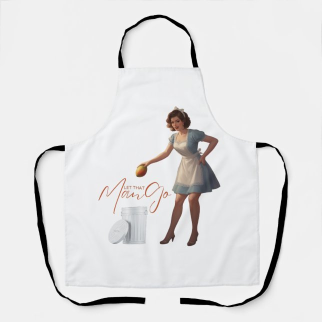 Let That Man Go Illustration | Retro Housewife  Apron (Front)