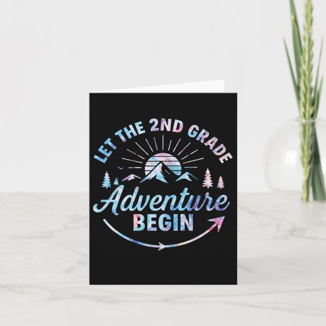Let The 2nd Grade Adventure Begin Retro First Day  Card (Front)