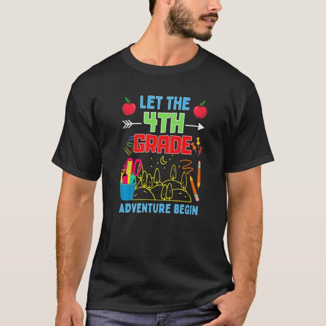 Let The 4th Grade Adventure Begin Fourth Grade Tea T-Shirt (Front)