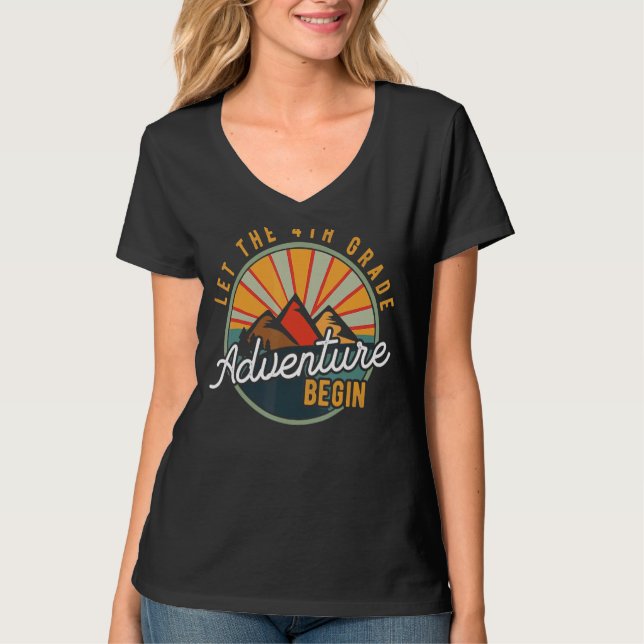 Let The 4th Grade Adventure Begin Fourth Grade Tea T-Shirt (Front)