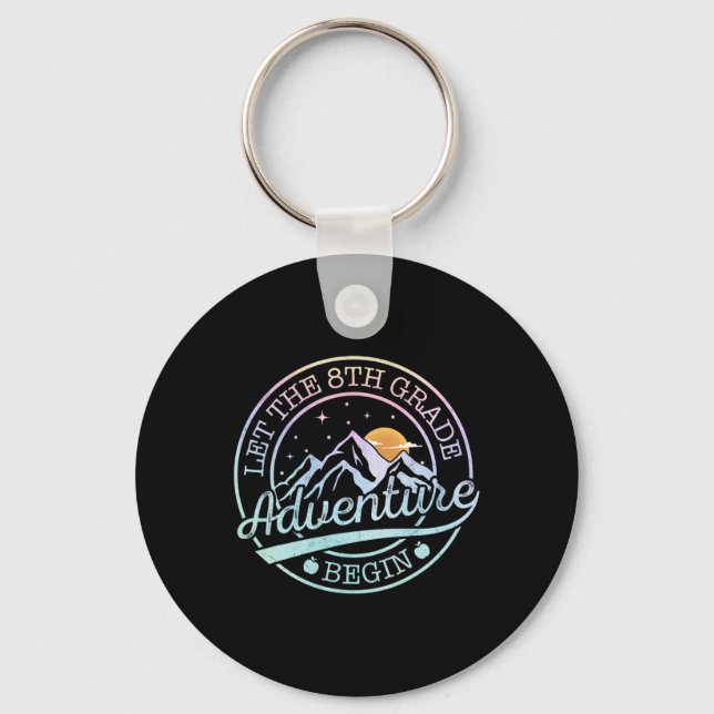 Let The 8th Grade Adventure Begin Retro First Day  Key Ring (Front)