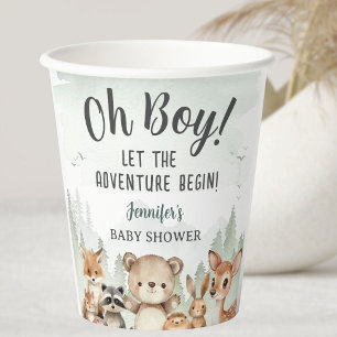 Let The Adventure Begin Baby Shower Boy Woodland Paper Cups