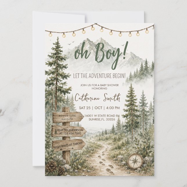 Let The Adventure Begin Baby Shower  Invitation (Front)