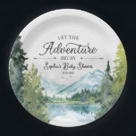 Let The Adventure Begin Baby Shower Paper Plates<br><div class="desc">Add these matching paper plates to your Let the Adventure Begin Baby Shower tableware. Planning a baby shower can be a delightful experience, and by choosing Creative Union Designs' Let The Adventure Begin Baby Shower theme can simplify the process while adding a charming touch. The hand painted mountain view reflecting...</div>