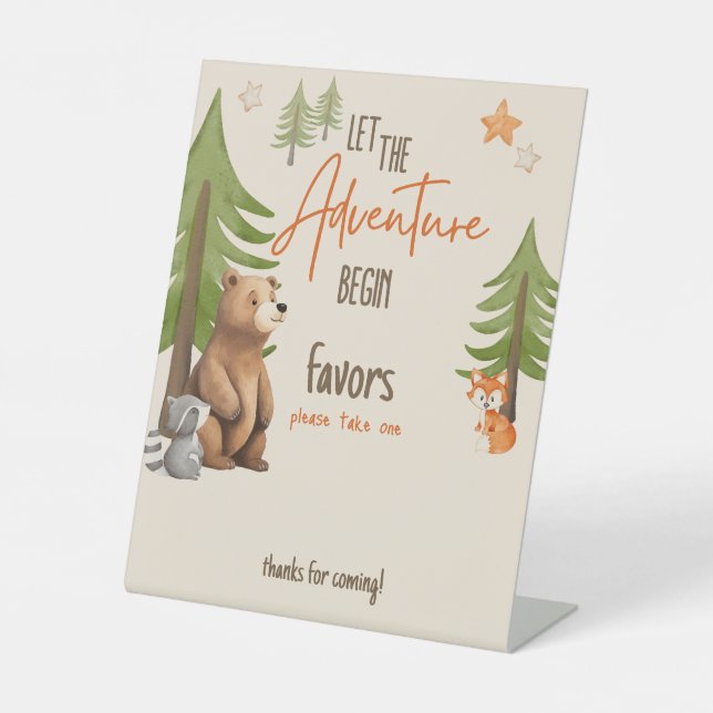 Let the Adventure Begin Baby Shower Pedestal Sign (Front)