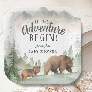 Let The Adventure Begin Baby Shower Woodland Paper Plate