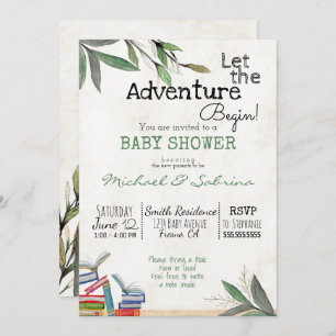 Let the Adventure Begin Book Request Baby Shower Invitation