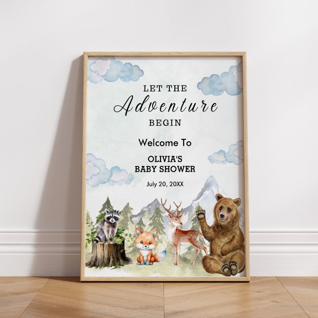 Let the Adventure Begin Boy Baby Shower Welcome Poster (Let the Adventure Begin Boy Baby Shower Welcome Sign )