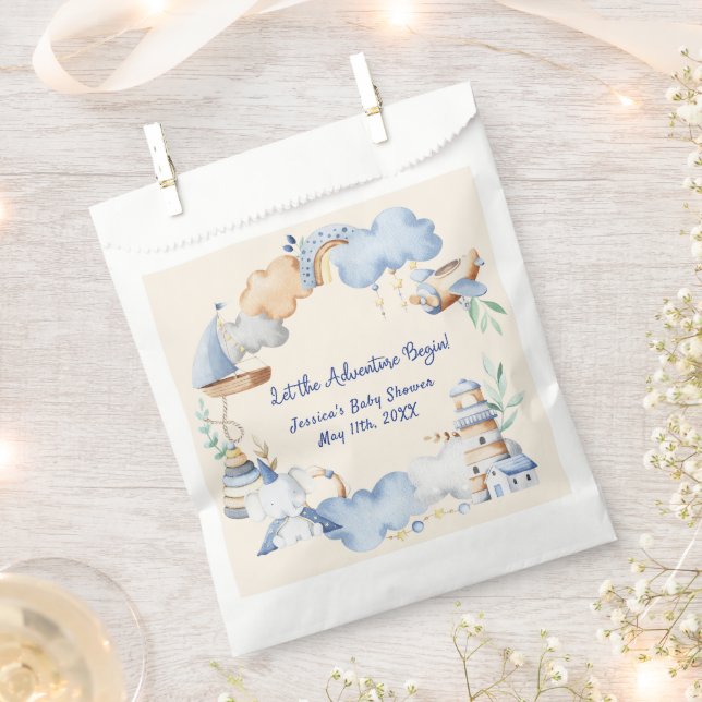 Let the Adventure Begin Boy Baby Toy Baby Shower  Favour Bags (Clipped)