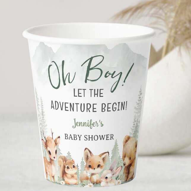 Let The Adventure Begin Boy Woodland Baby Shower  Paper Cups (Creator Uploaded)