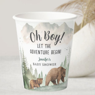 Let the Adventure Begin Boy Woodland Baby Shower Paper Cups
