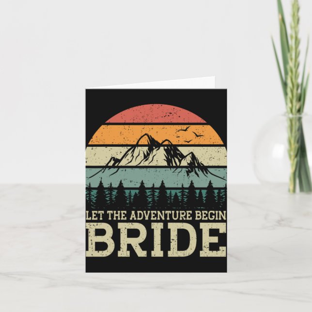 Let The Adventure Begin Bride Just Married Couples Card (Front)