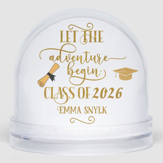 Let the Adventure Begin Class of Graduation Funny Snowglobe (Front)