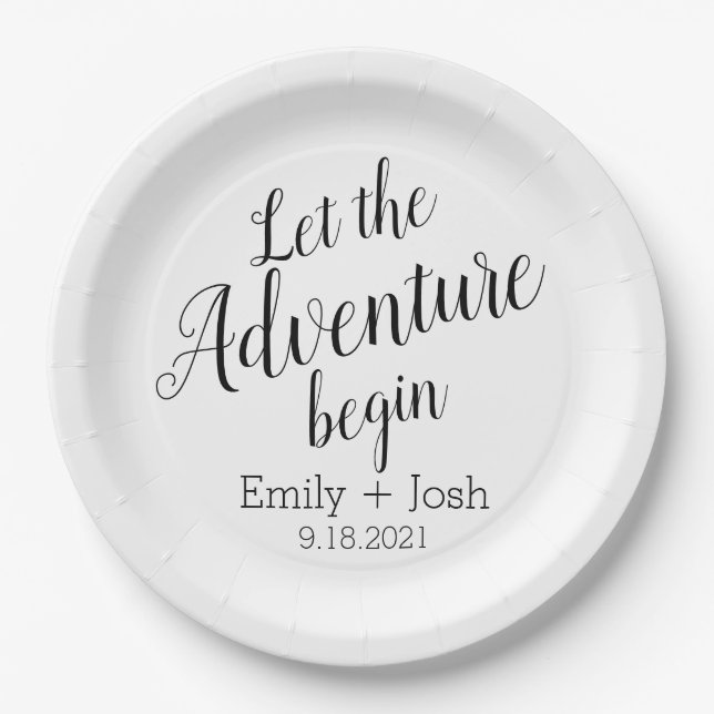 Let the adventure begin custom personalised  napki paper plate (Front)