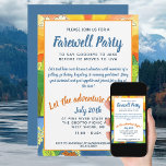 Let the Adventure Begin Farewell Party Invitation<br><div class="desc">This fun and bright illustrated invitation is sure to impress your guests! Suited for an outdoors farewell party, just add your own celebration details for the perfect custom invitation. Made for a going away gathering, this could also be used for birthdays, pot luck groups, graduations, bachelor/bachelorette, summer gatherings, or camp...</div>