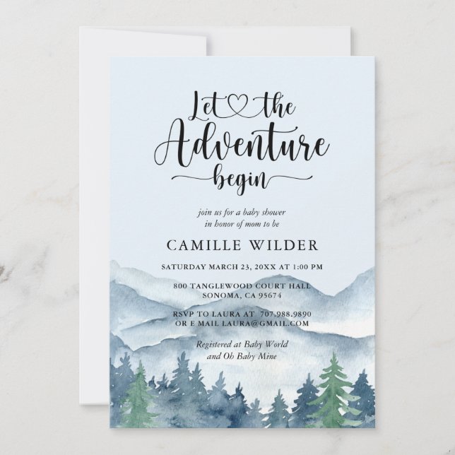 Let The Adventure Begin Forest Boy Baby Shower Invitation (Front)