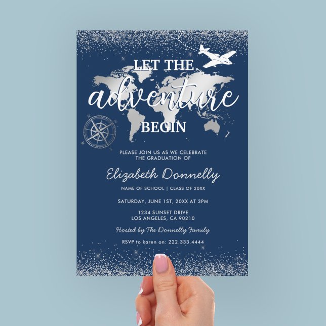 Let The Adventure Begin Graduation Party Invitation (Creator Uploaded)