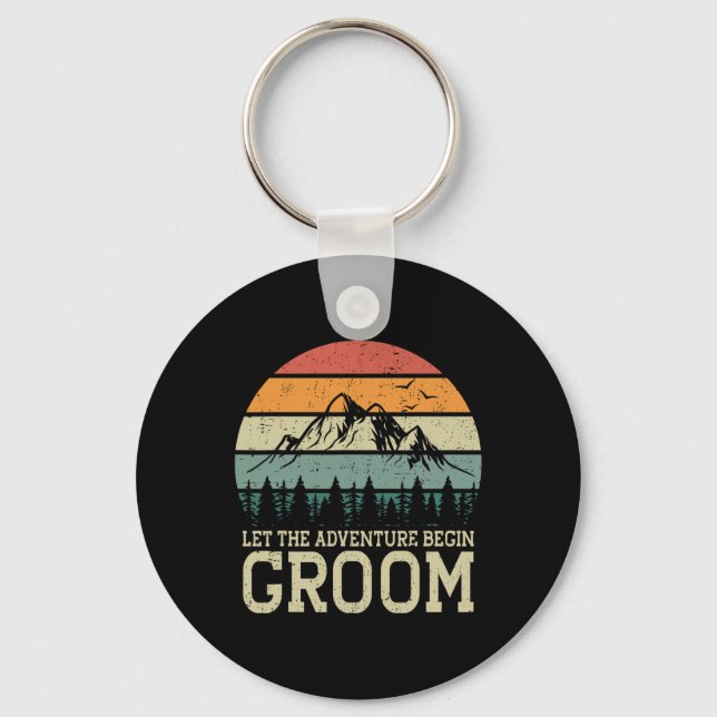 Let The Adventure Begin Groom Just Married Couples Key Ring (Front)