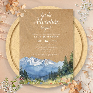 Let The Adventure Begin Mountain Baby Shower Invitation