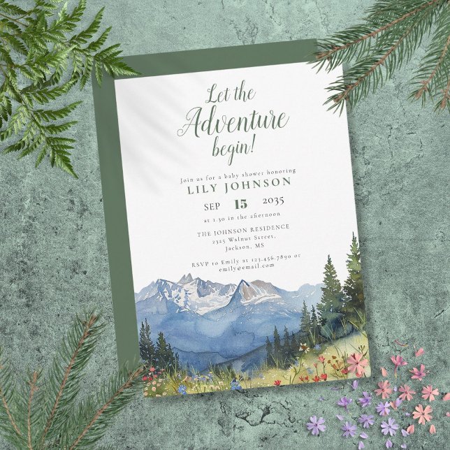 Let The Adventure Begin Mountain Baby Shower Invitation (Let The Adventure Begin Mountain Baby Shower Invitation)