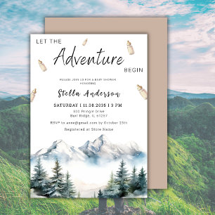 Let The Adventure Begin Mountain Girl Baby Shower Invitation