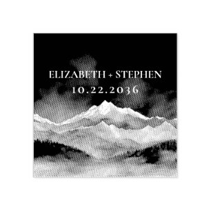 Let The Adventure Begin Outdoor Mountain Wedding Rubber Stamp