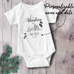 Let the Adventure begin personalizable name Baby B Bodysuit