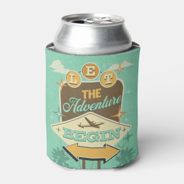 Let the adventure begin retro style design can cooler (Can Front)