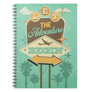 Let the adventure begin retro style design notebook