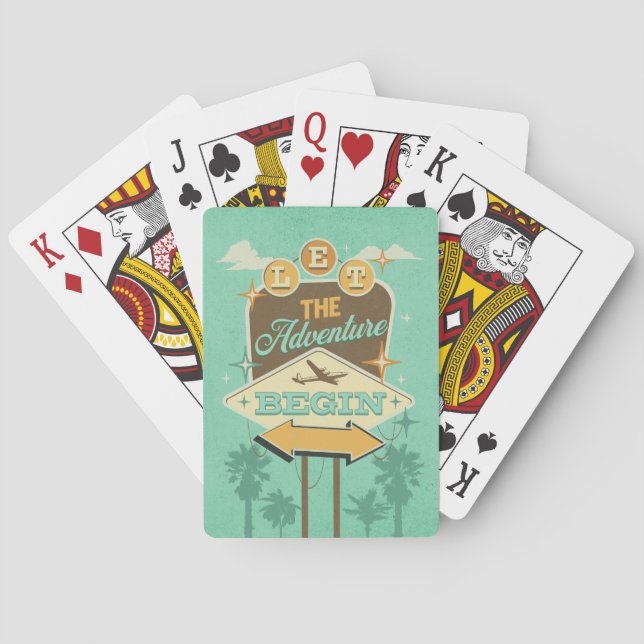 Let the adventure begin retro style design playing cards (Back)