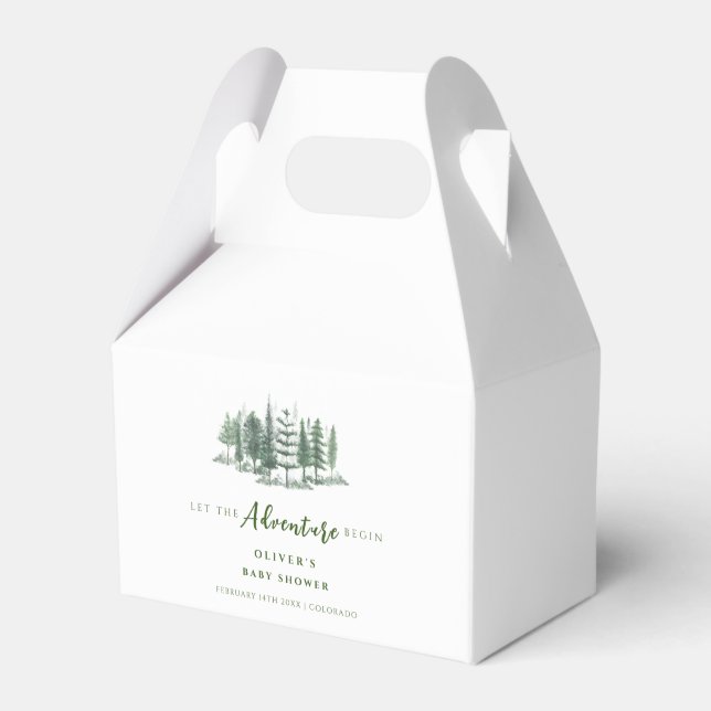 Let The Adventure Begin Rustic Forest Baby Shower Favour Box (Front Side)