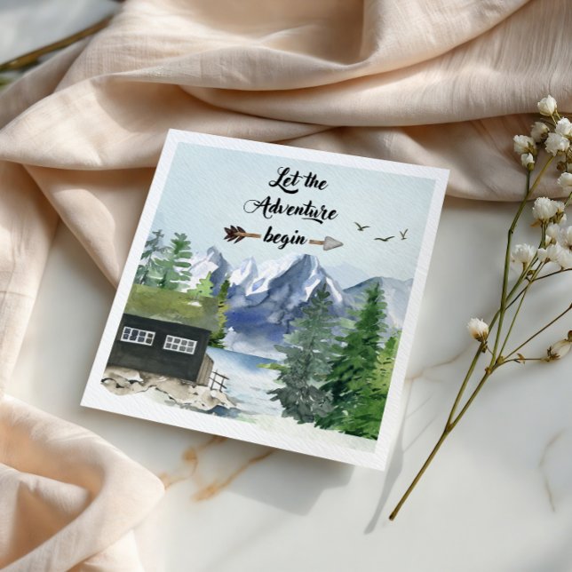 Let the Adventure Begin Rustic Watercolor Napkin (Creator Uploaded)