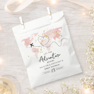 "Let The Adventure Begin!" Travel Map Baby Shower Favour Bags
