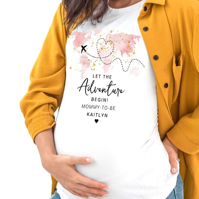"Let The Adventure Begin!" Travel Map Baby Shower T-Shirt (Creator Uploaded)