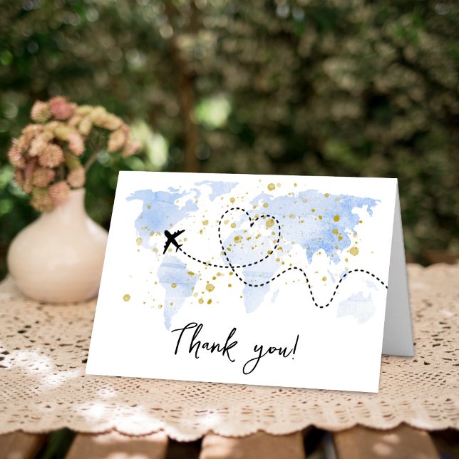 "Let The Adventure Begin!" Travel Map Baby Shower Thank You Card (Creator Uploaded)