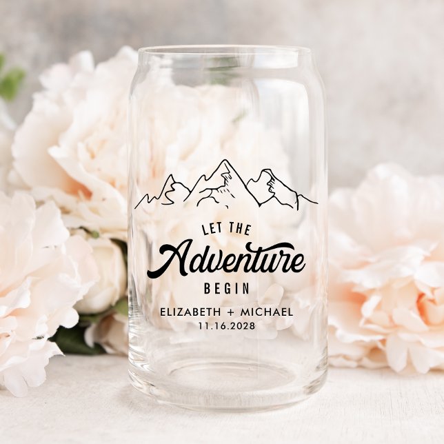 Let The Adventure Begin Wedding Can Glass (Creator Uploaded)