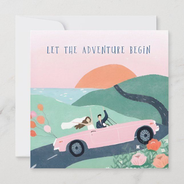 "Let the Adventure Begin Wedding Card  (Front)