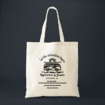 Let the adventure begin wedding monogram tote bag<br><div class="desc">"let the adventure begin" vintage script with paired illustration of a car on the road and all information in complementary font ready for easy customisation.</div>