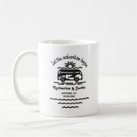 let the adventure begin wedding mug
