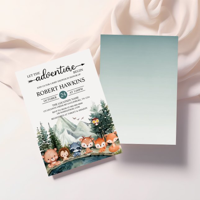 Let The Adventure Begin Woodland Baby Shower Invitation (Creator Uploaded)