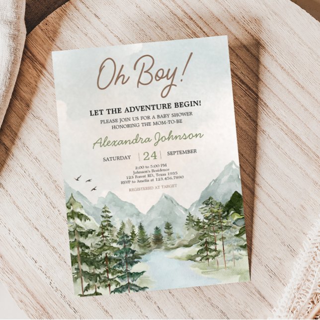 Let the Adventure Begin Woodland Baby Shower Invitation (Forest Baby Shower Invitation)