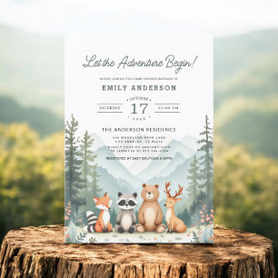 Let The Adventure Begin Woodland Baby Shower Invitation
