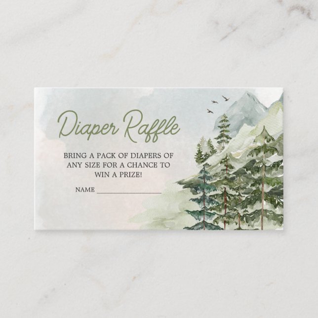 Let the Adventure Begin Woodland Diaper Raffle Enclosure Card (Front)