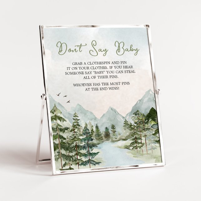 Let the Adventure Begin Woodland Don't Say Baby Poster (Forest Baby Shower Don't Say Baby Sign)