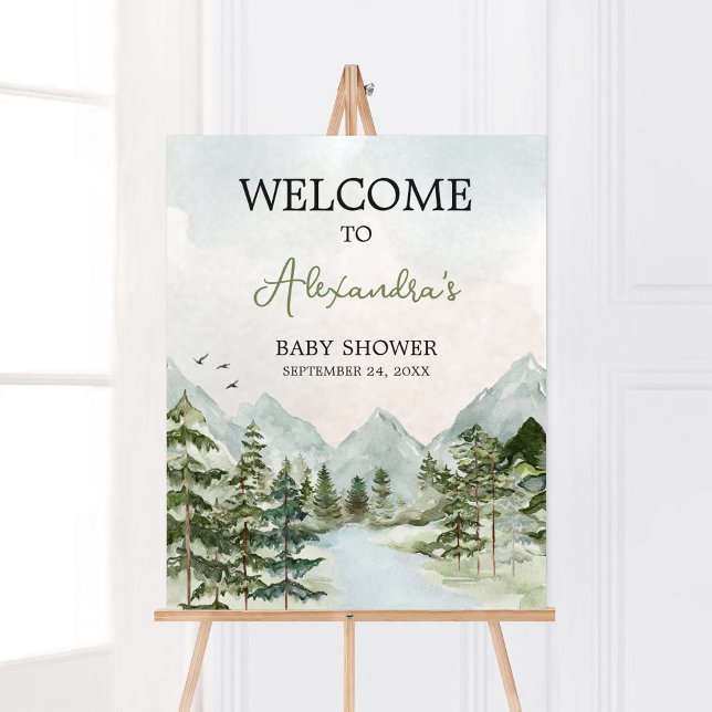 Let the Adventure Begin Woodland Welcome Poster (Forest Baby Shower Welcome Sign)
