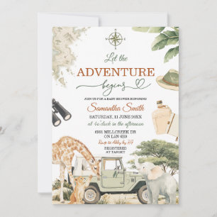 Let the Adventure Begins Safari Baby Shower Invitation