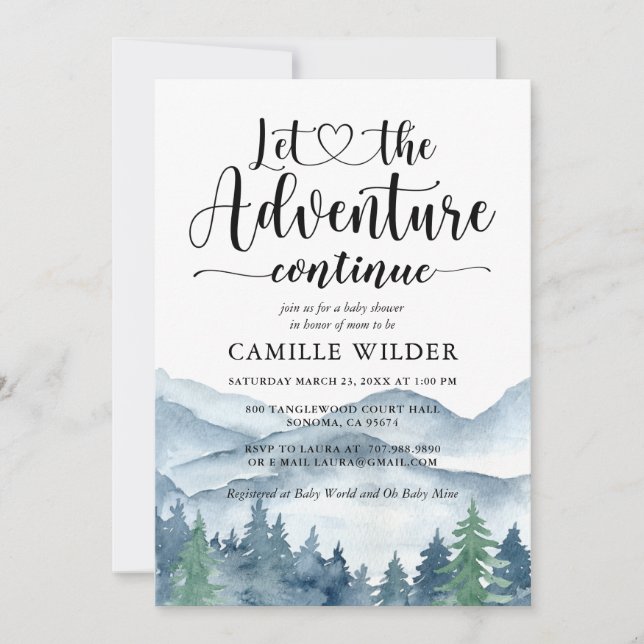 Let The Adventure Continue Forest Baby Shower Invitation (Front)