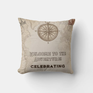 Let the Adventure Vintage Travel Welcome Sign Cushion
