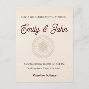 Let the Adventure Vintage Travel Welcome Sign Invitation Postcard